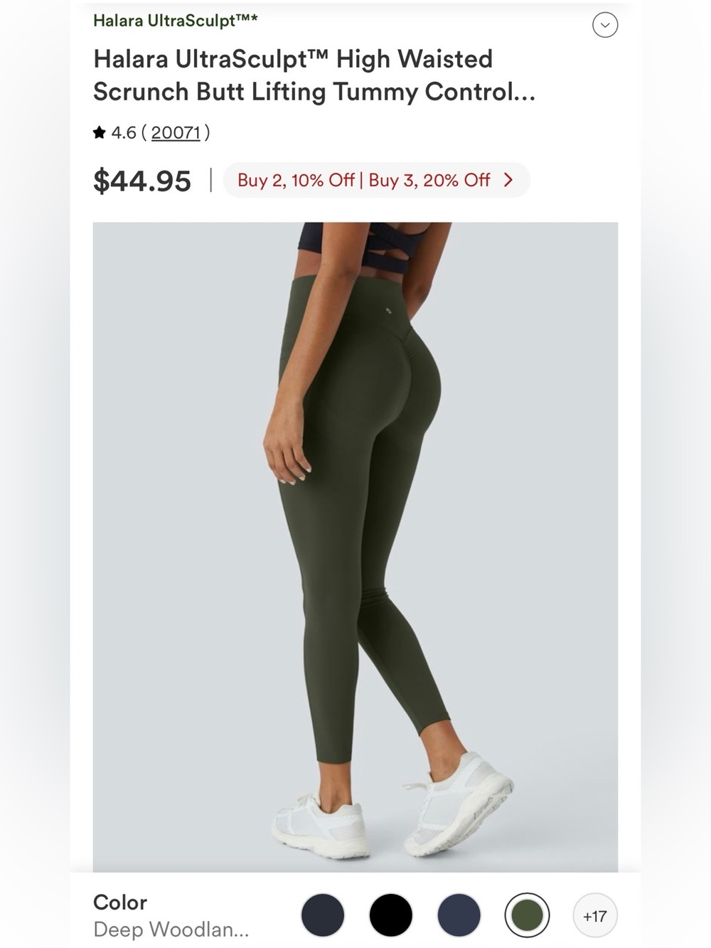 HALARA High Waist Scrunch Butt Leggings in Deep Woodland Green
